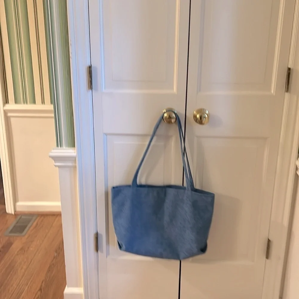 Corduroy Bag NEW ! Interior Pocket Shoulder Straps in Clay Blue